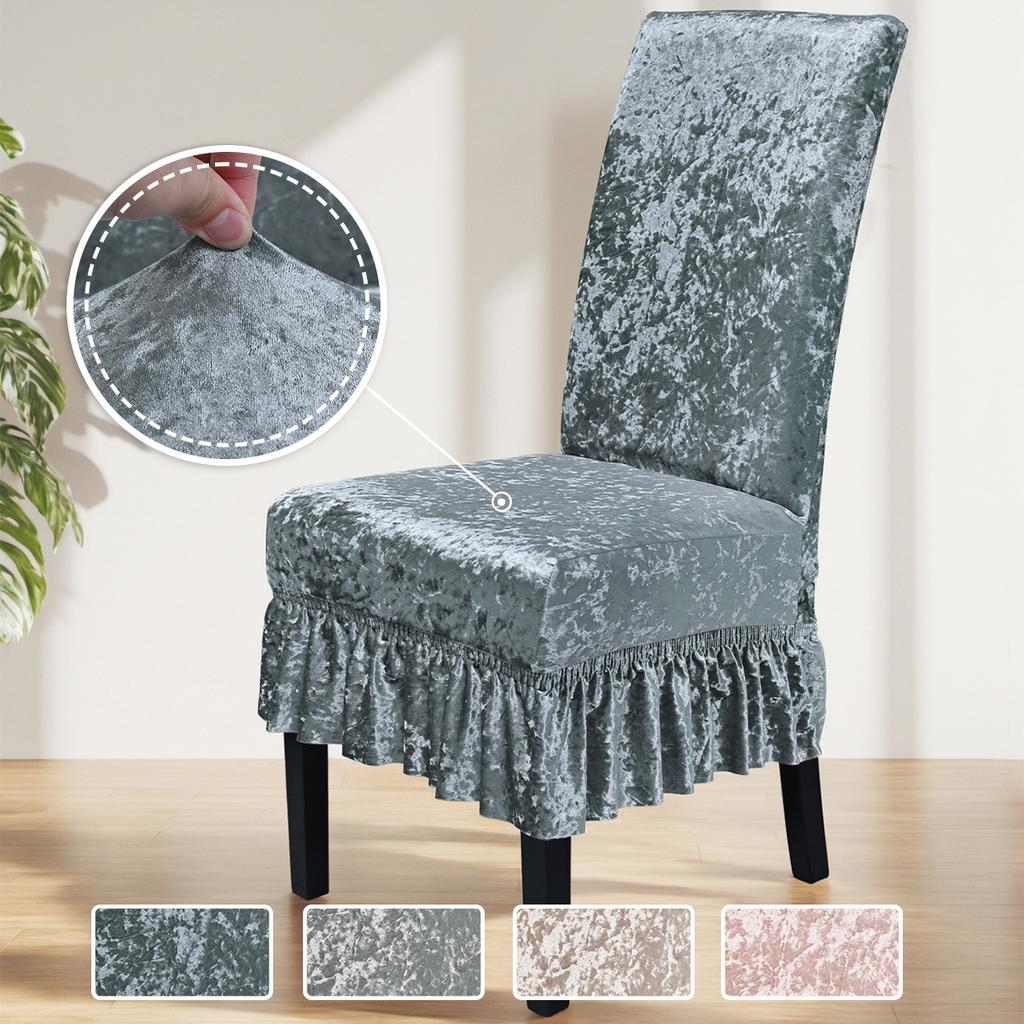 Thickened Elastic Gold Diamond Fleece Skirt Chair Cover Solid Color Universal Household Hotel High Back Chair Cover