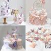 10pcs Colorful Gilt Edged Butterfly Cake Topper Happy Birthday Cake Decorations Wedding Bride Dessert Party Decor