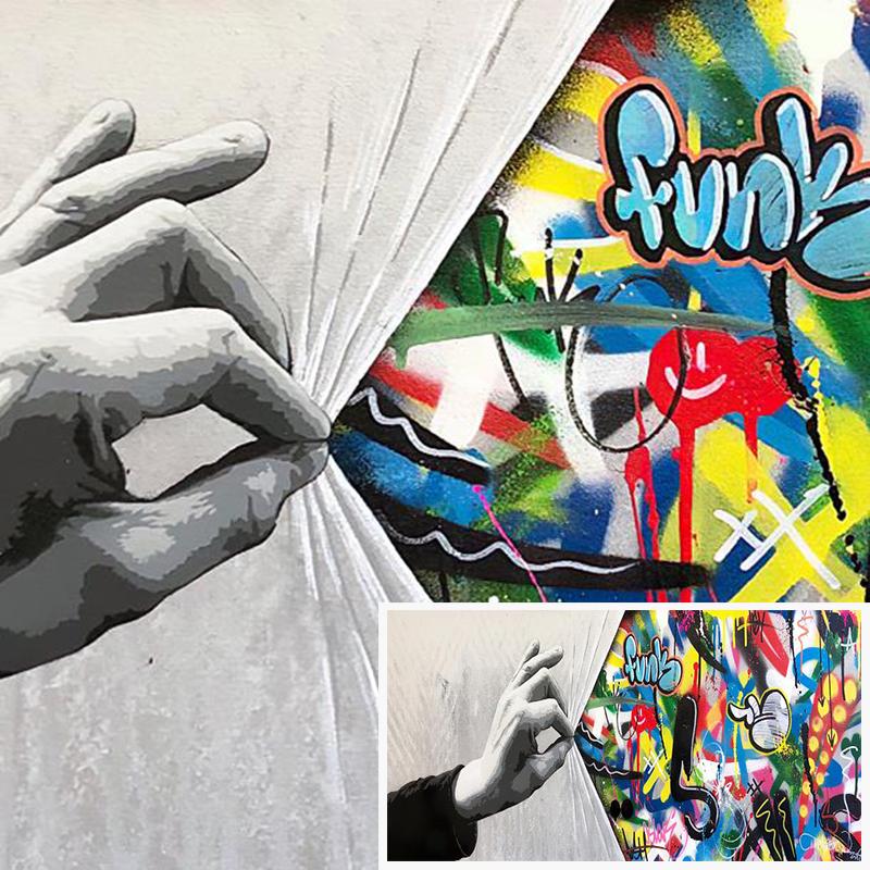 Banksy Graffiti-Kunst hinter dem Vorhang Leinwandgemälde Street Pop Art Poster und Drucke Wandbild für Wohnzimmerdekoration