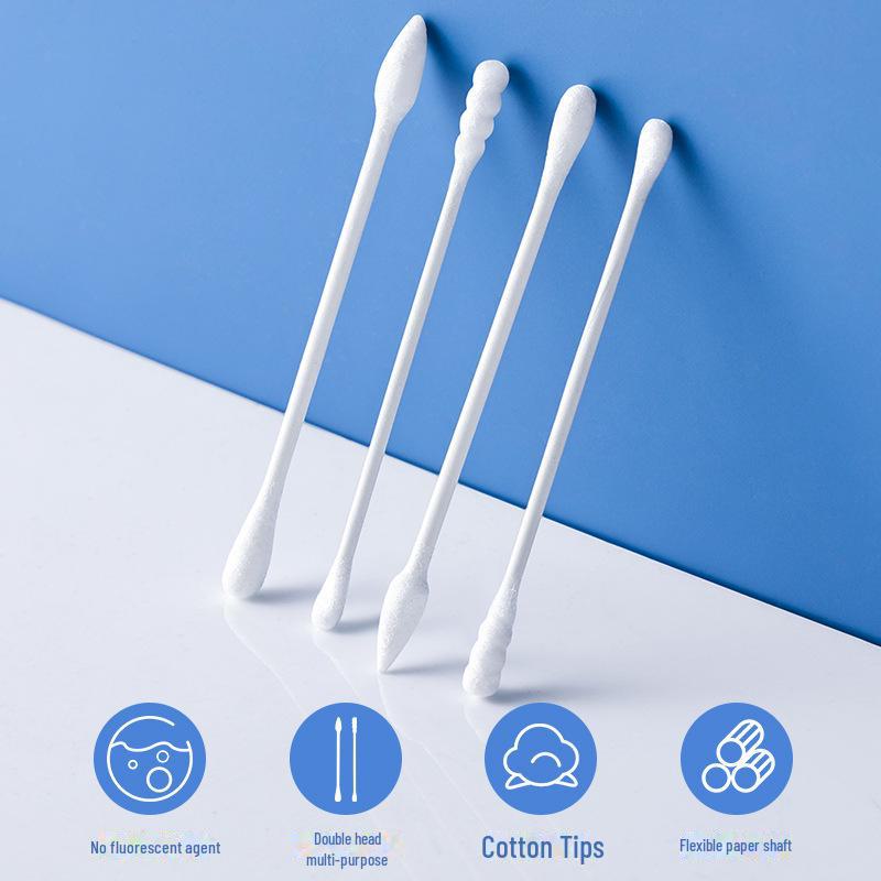 Xiaohanzi Family Pack Cotton Swabs: 450 Double-Headed, for Baby, Ear, and Cosmetic Use
