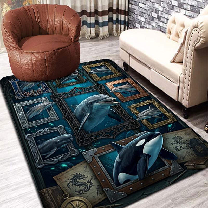 Marine Life Pattern Rug Floor Mat for Living Room or Bedroom Soft and Comfortable Carpet a Gift for Birthday and Holiday.