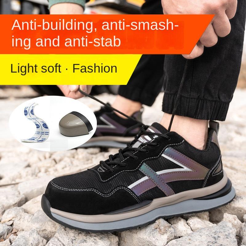 Flying Woven Labor Insurance Shoes, Smash-proof and Puncture-proof Work Labor Insurance Shoes, Wear-resistant Safety Protective Shoes