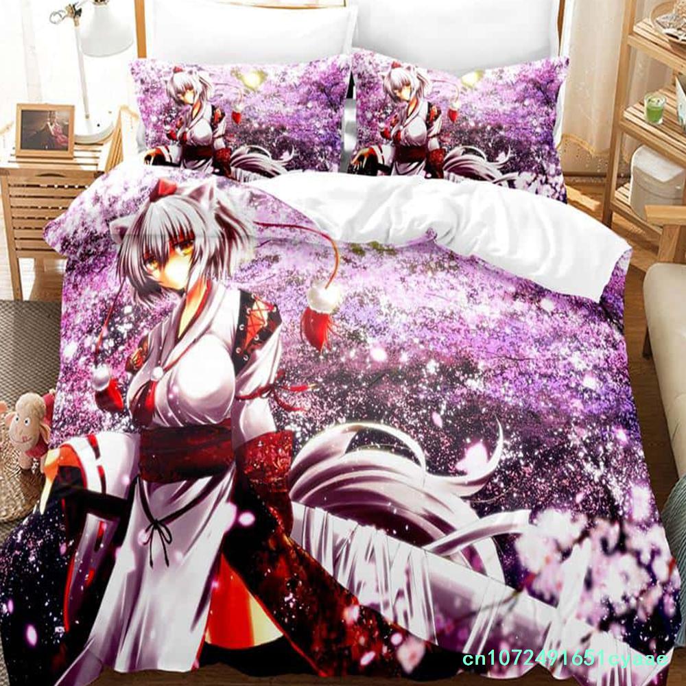 3D Anime Kawaii Girls Momiji Inubashiri Bedding Set Single Twin Full Queen King Size Bed Set Adult Kid Bedroom Duvetcover Sets