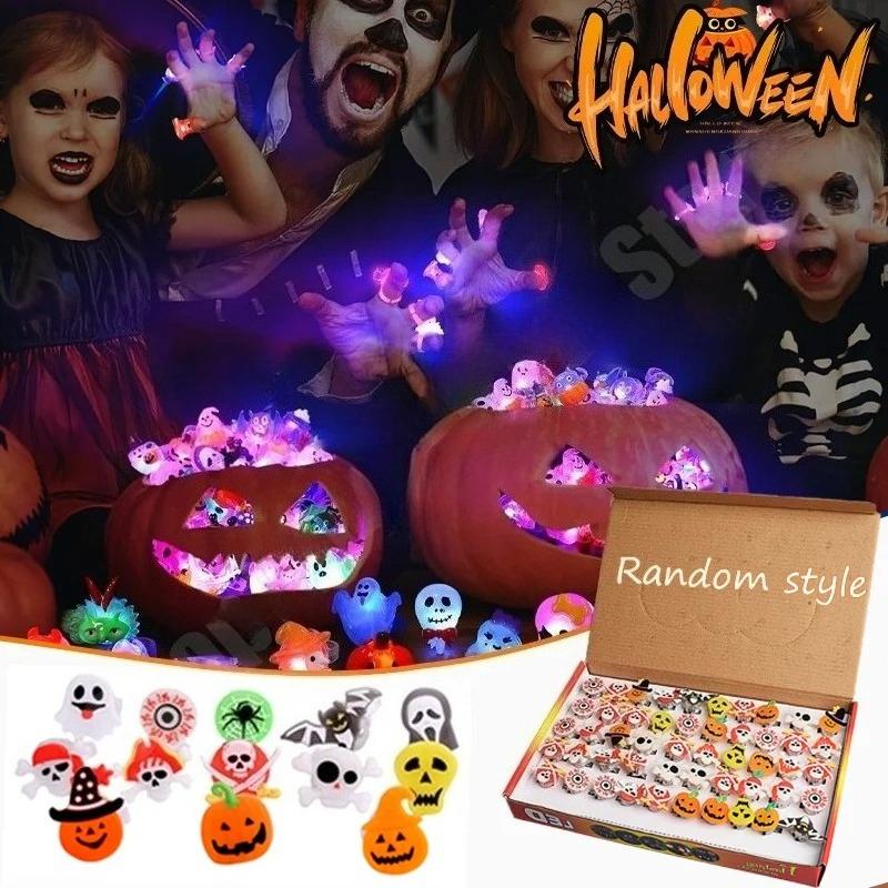 Halloween Light Up Rings Halloween Party Favors Light Up Toys Luminous Flash Finger LED Ringfor Kids Adults Photography Props