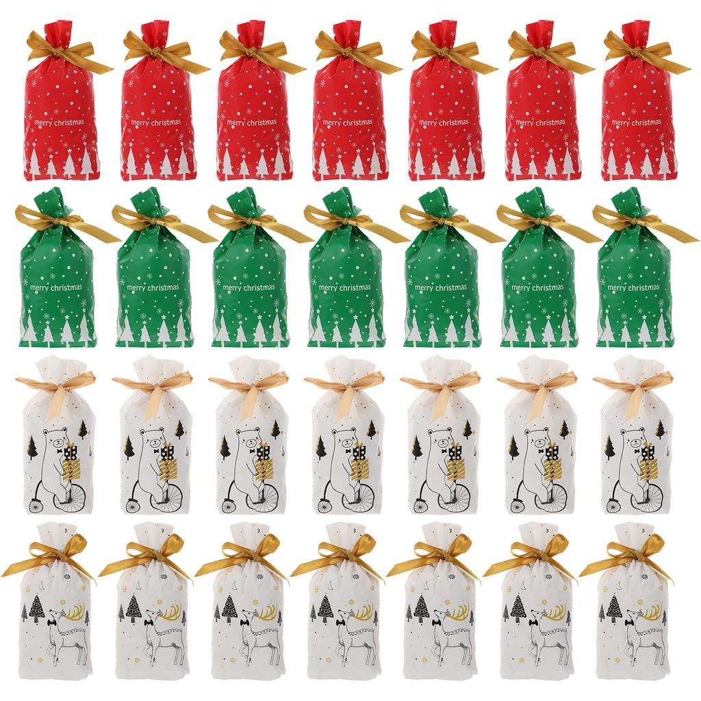 40pz Sacchetti C Natale C y Sacchetto y Contenitore Imballaggio Natale Involucro Coulisse Sacchetto di Plastica Fai da Te Festa Bambini Regalo