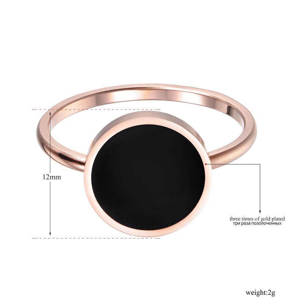 JeeMango Vintage Ehering für Damen Minimalistischer Roségoldfarbener Runder Acrylstein 316L Edelstahlringe Schmuck R17041
