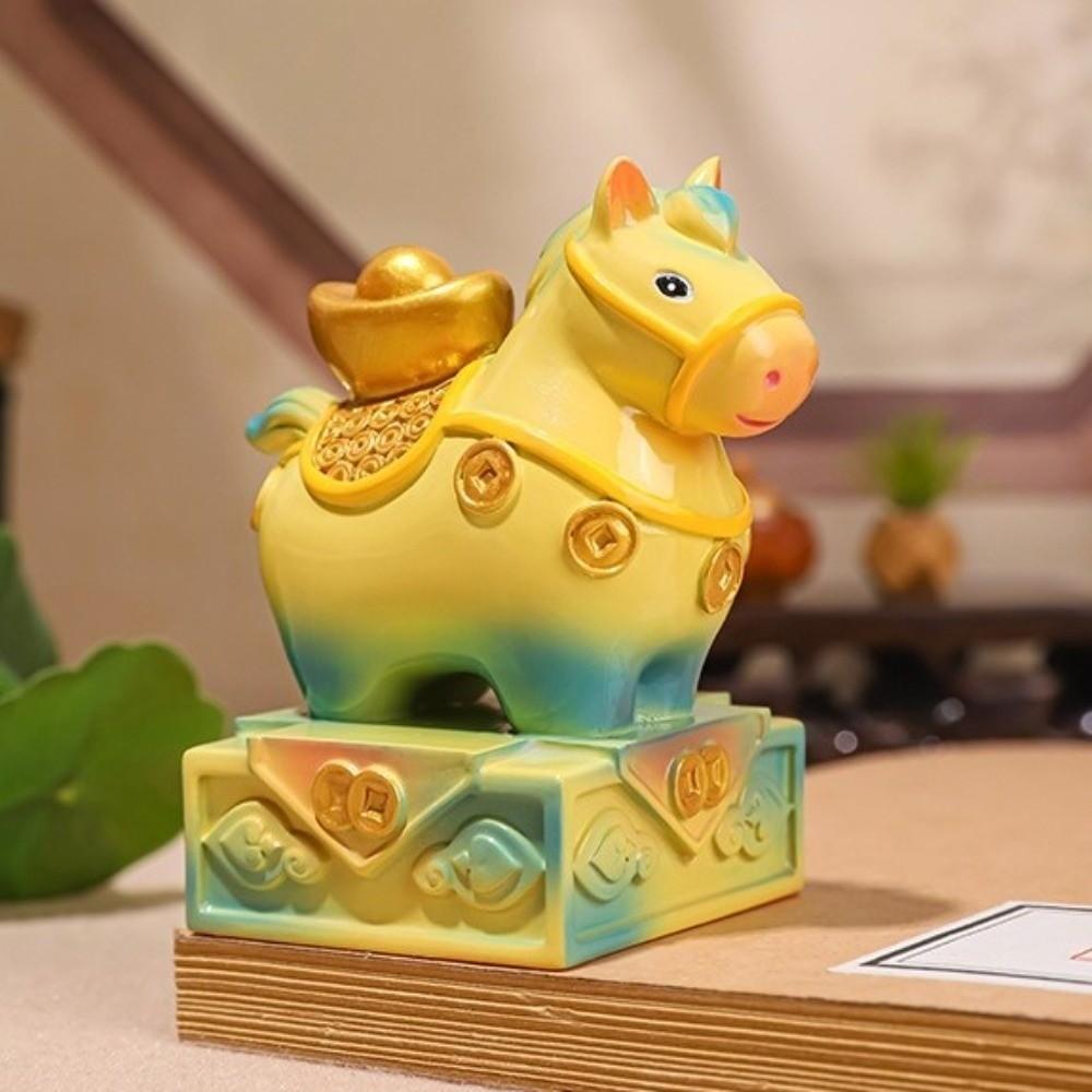 Resin Zodiac Horse Figurines Seal Shape Horse Mascot Collectible Desktop Ornament  Gift Giving