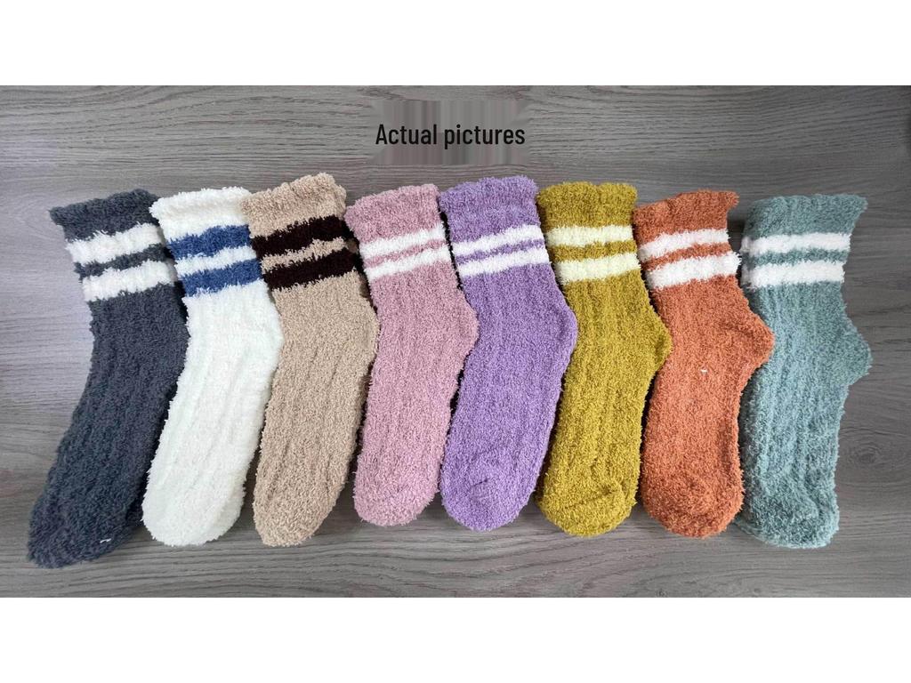Women's Cable Knit Fleece Mid-Calf Socks - Warm, Thick, and Solid Color for Autumn/Winter