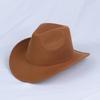 Women Men Western Cowboy Hat, Wide Curved Brim Felt Cowgirl Hat, Vintage Jazz Riding Hat, Removable Hat Belt, Head Circumference 56‑58cm
