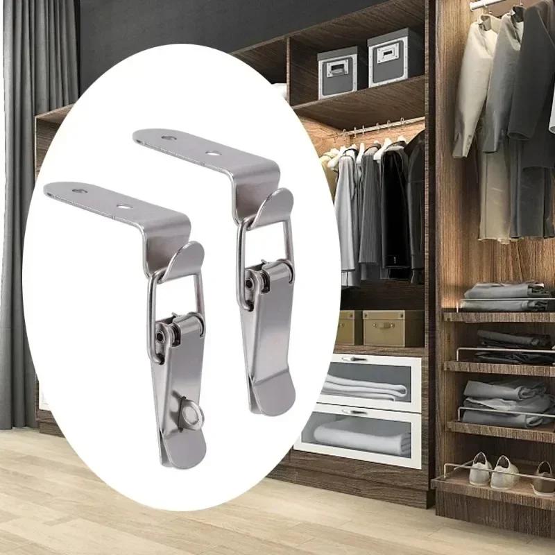 8PCS 90 Degrees Duck-mouth Buckle Hook Lock Stainless Steel Spring Loaded Draw Toggle Latch Clamp Clip Hasp Latch Catch Clasp