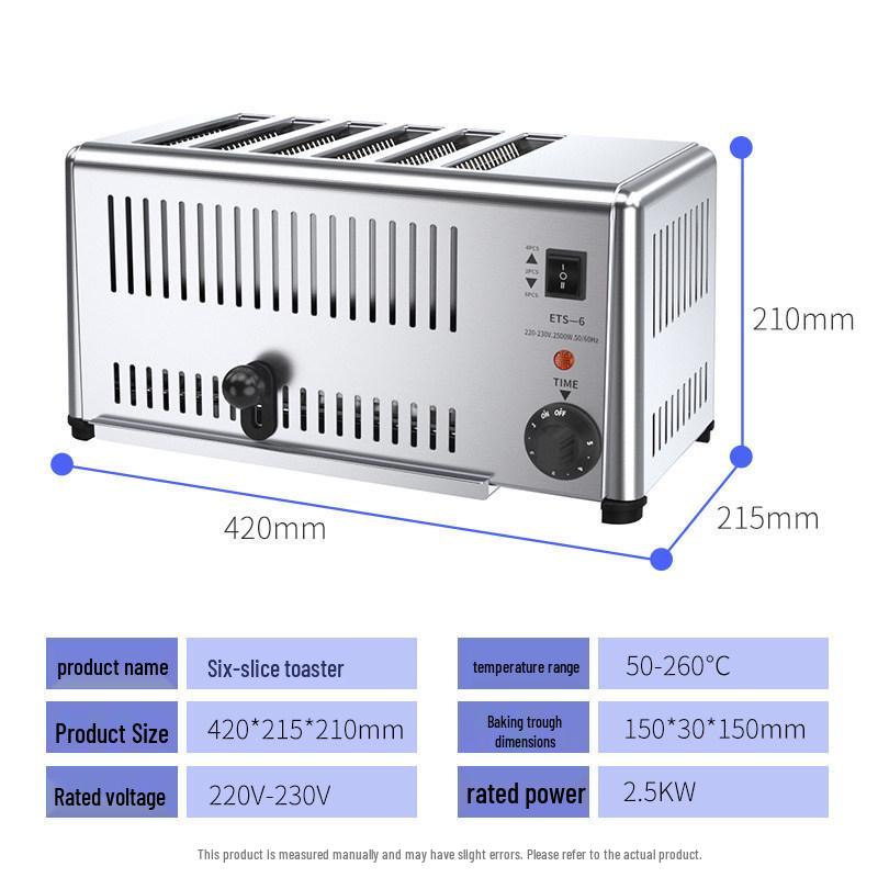 Naisiduo Commercial Toaster: 4- or 6-Slice with Bun and Meat Roasting Options