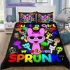 Just A Girl Who Loves Sprunki Colorful Cartoon Character Print 3 Pieces Duvet Cover Set Game Anime Bedding Bedroom Decor Without Pillow Core Comforter