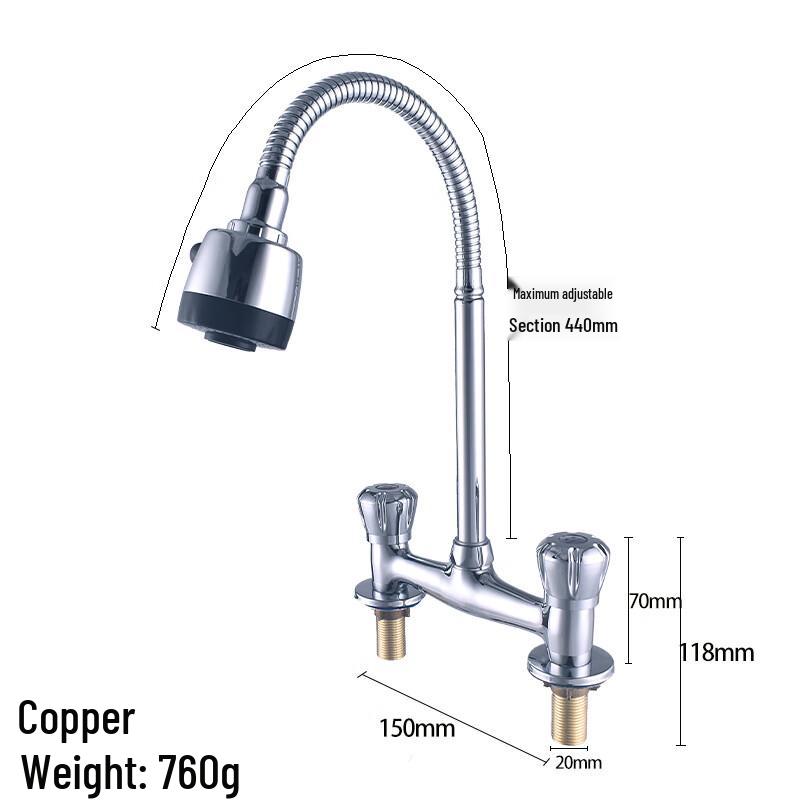 HUANGCHAO Brass Dual Handle Basin Faucet