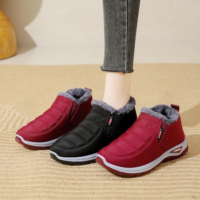 Men's and Women's Cotton Shoes with One Pedal, Piled and Thickened Warm Snow Boots, Medium and Old Low-top Short Cotton Boots