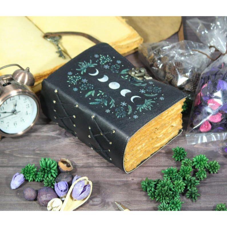 Sun & Moon Leather Journal: Handmade Deckle Edge Paper