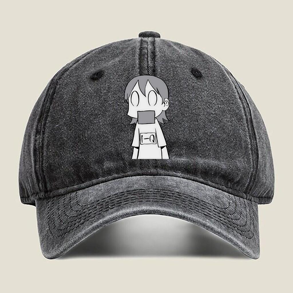 Cartoon Girl with Mask Fashion Washed Baseball Cap Hat Outdoor Activities