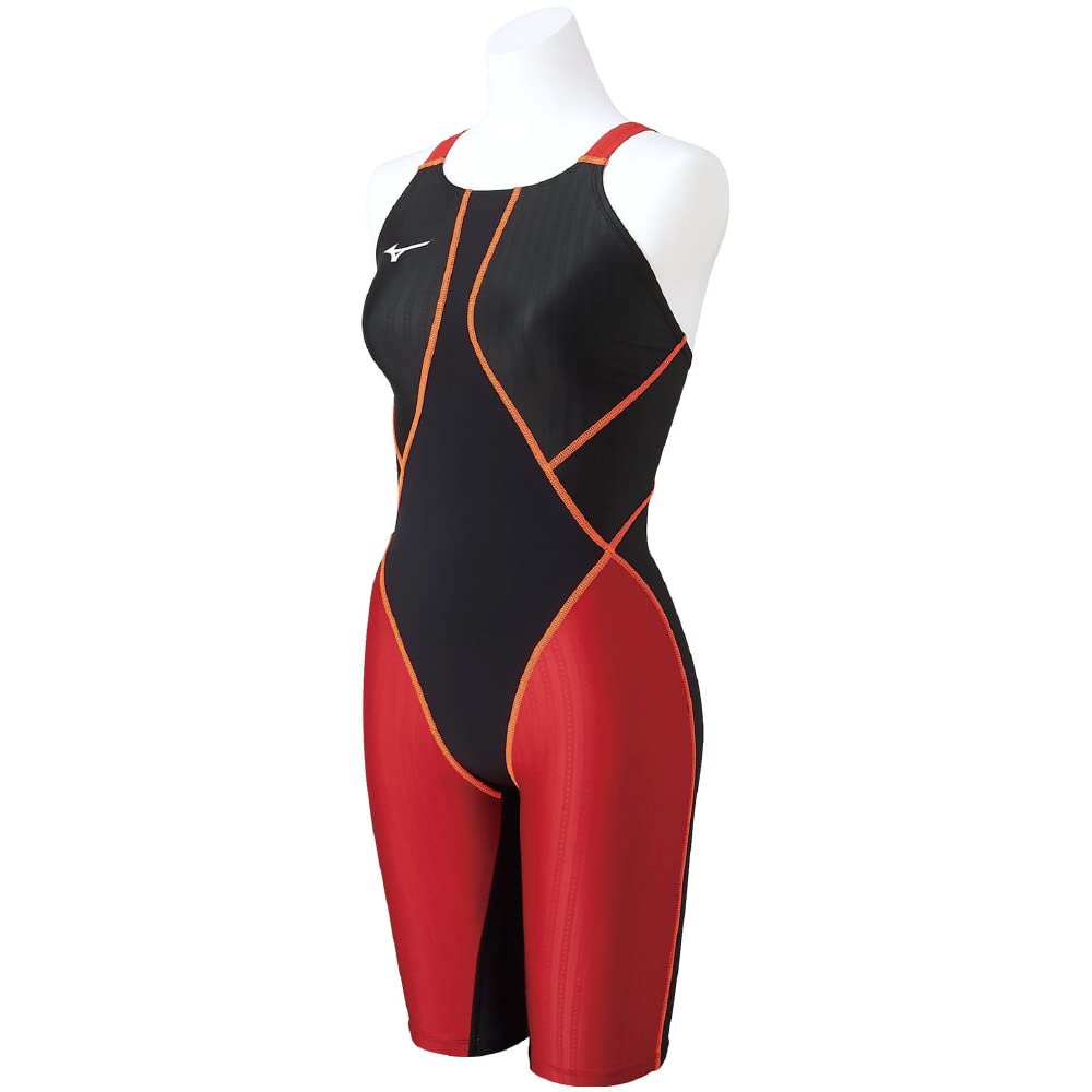Mizuno N2MGA230 Size Black X Size L Women's One-Piece Swimsuit, 96 Red,
