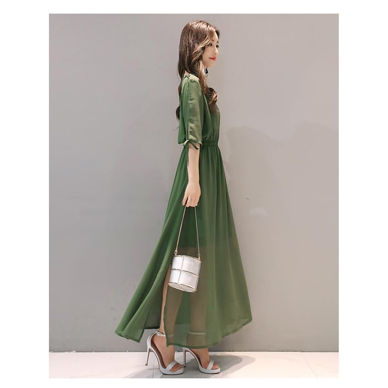 Korean Green Long Maxi Perfect for and Other Formal School Entrance Ceremonies [88flix] Dress, Dress, Slimming, Parties, Weddings, Funerals,