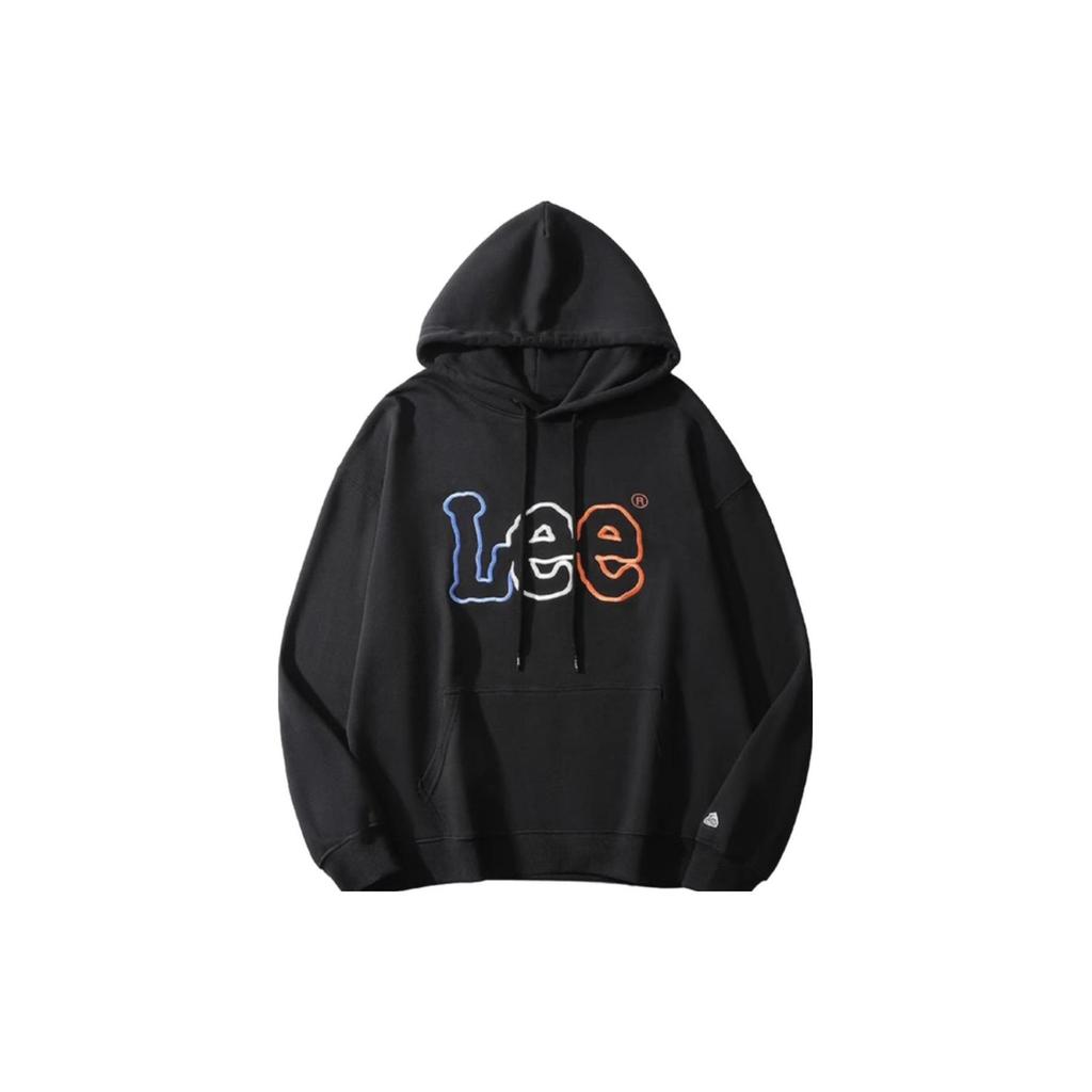 Lee Hooded Pullover Embroidered Color Label Logo Sweatshirt Unisex sweatshirt Black LUT006406203185-A04846
