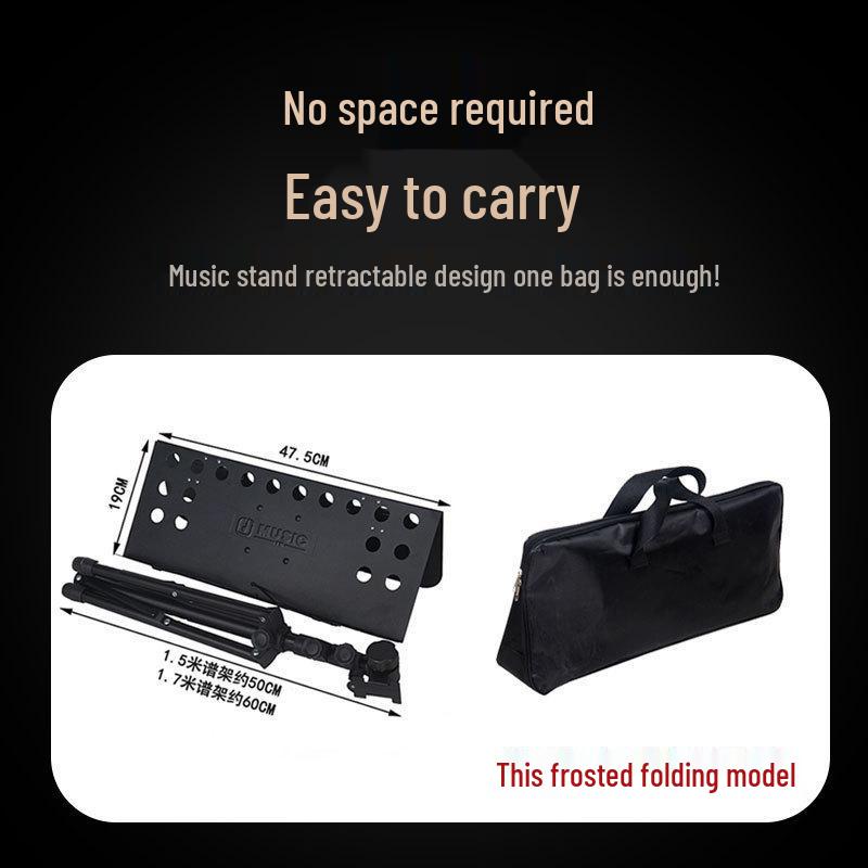 Bärbart hopfällbart höjdjusterbart notställ för gitarr, fiol, guzheng, erhu och mer