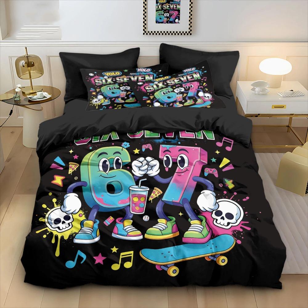 67 numbers colorés Housse de couette taie d'oreiller Décoration de chambre Cadeau enfant adulte Lit simple Double Taille Large Housse de couette à fermeture éclair 100×135cm