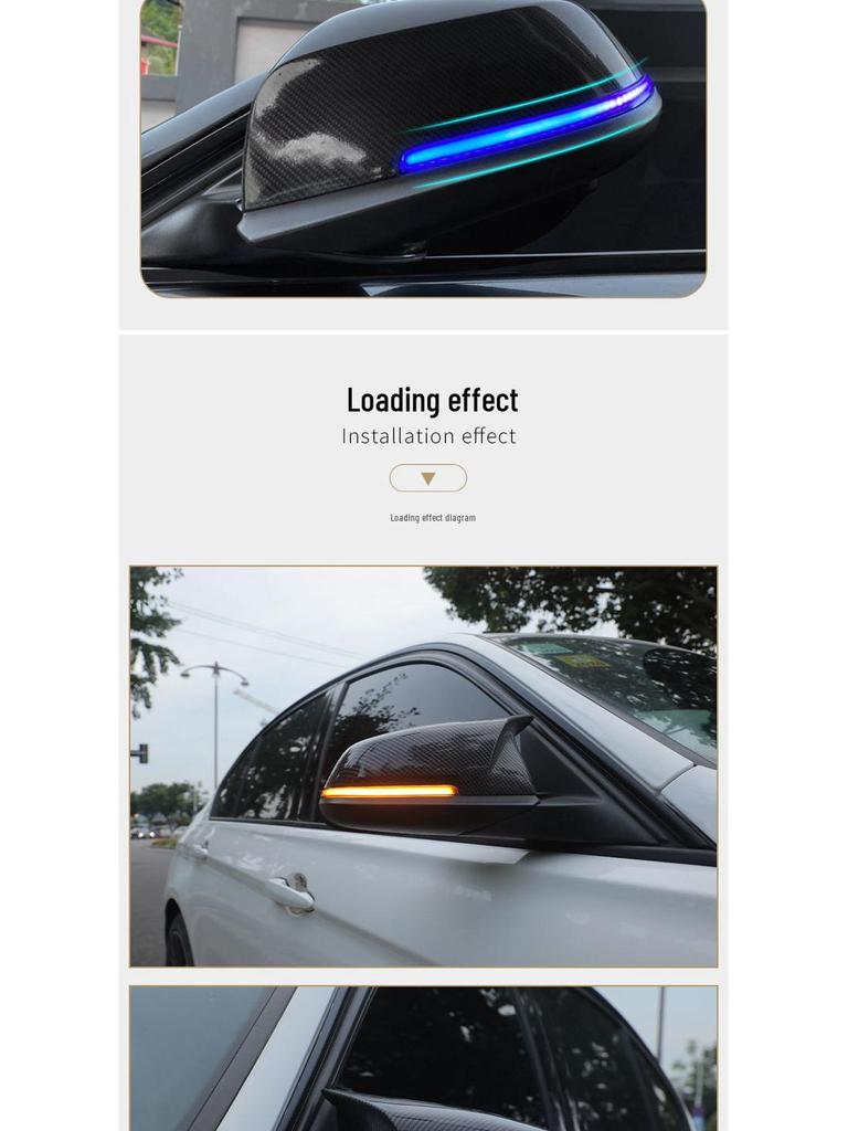 Blue Sequential Turn Signal for BMW 1-5 Series, X1, X3, X5, X6 - Modified One-Wipe Rearview Mirror