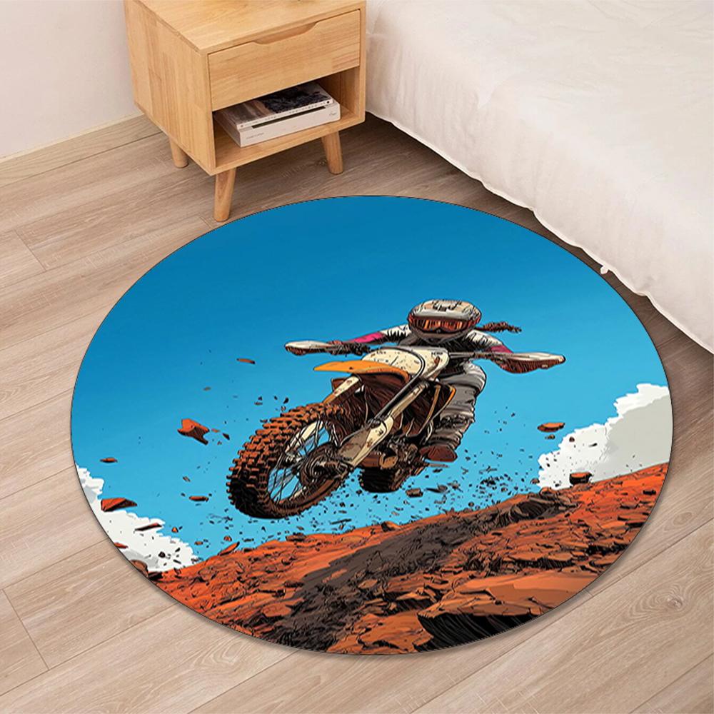 Off Road Motorcycles Printed Round Rug Carpet Chair Rug Area Rug Entryway Doormats,for Office Chair Living Room Bedroom Kitchen Room.