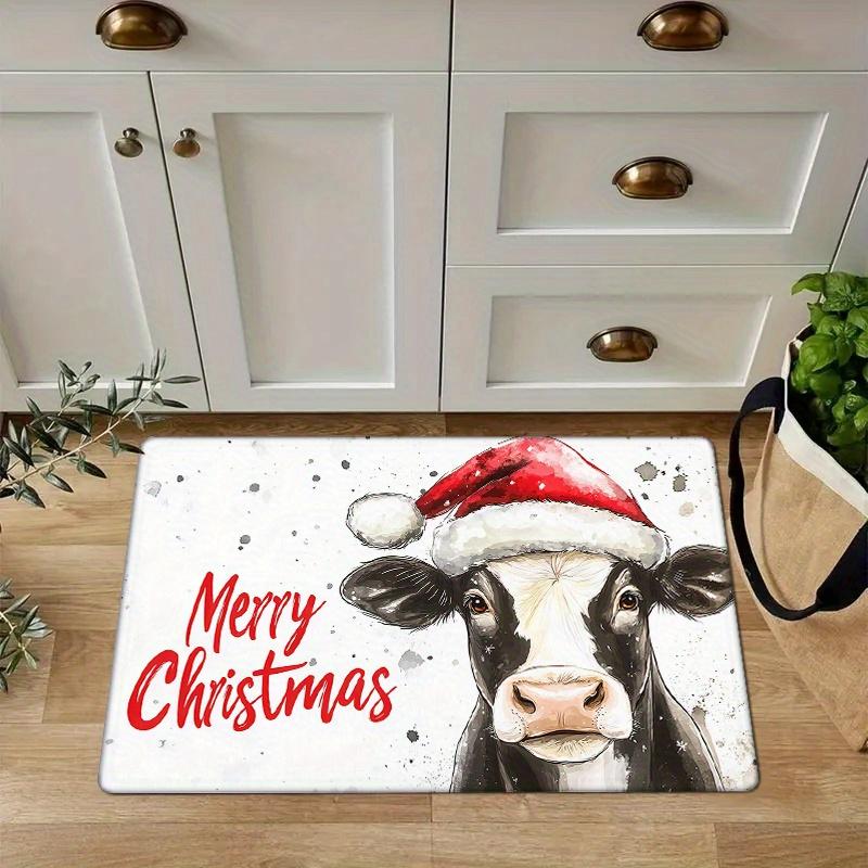 

Christmas Bull Head Door Mat Carpet,Cute Print Thick Comfortable Floor Mat Machine Washable Kitchen Living Room Bedroom Decor 40x60cm