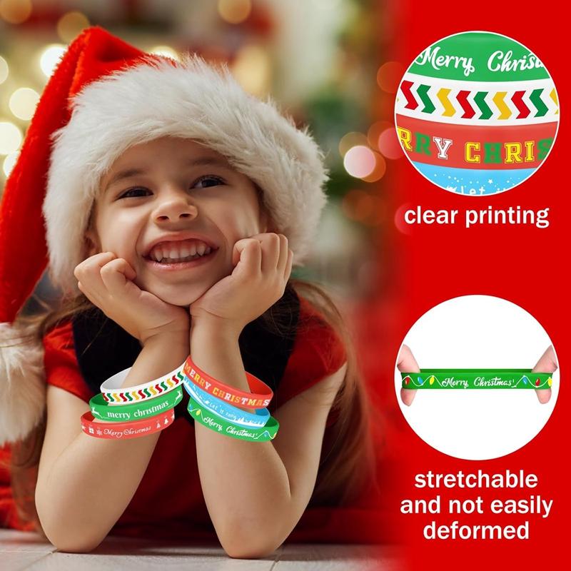 8/16/32Pcs Christmas Wristband Silicone Bracelets Gifts for Kids Adults 2025 Merry Christmas Party Decoration Stocking Stuffers