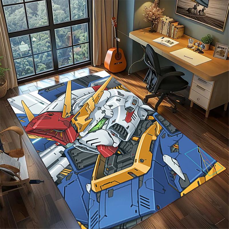 Gundam Gamer Room Rug Large Area Non Slip Washable Floor Mat Bedroom Decor