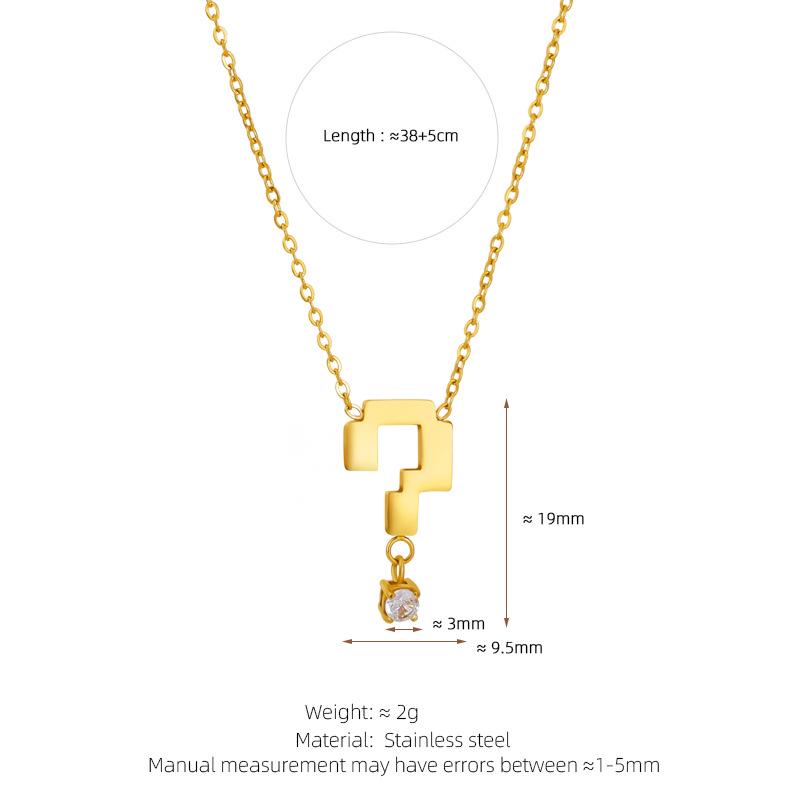 Нержавеющая сталь с покрытием 18 карат, бриллиантовое ожерелье-подвеска с дизайном вопросительного знака