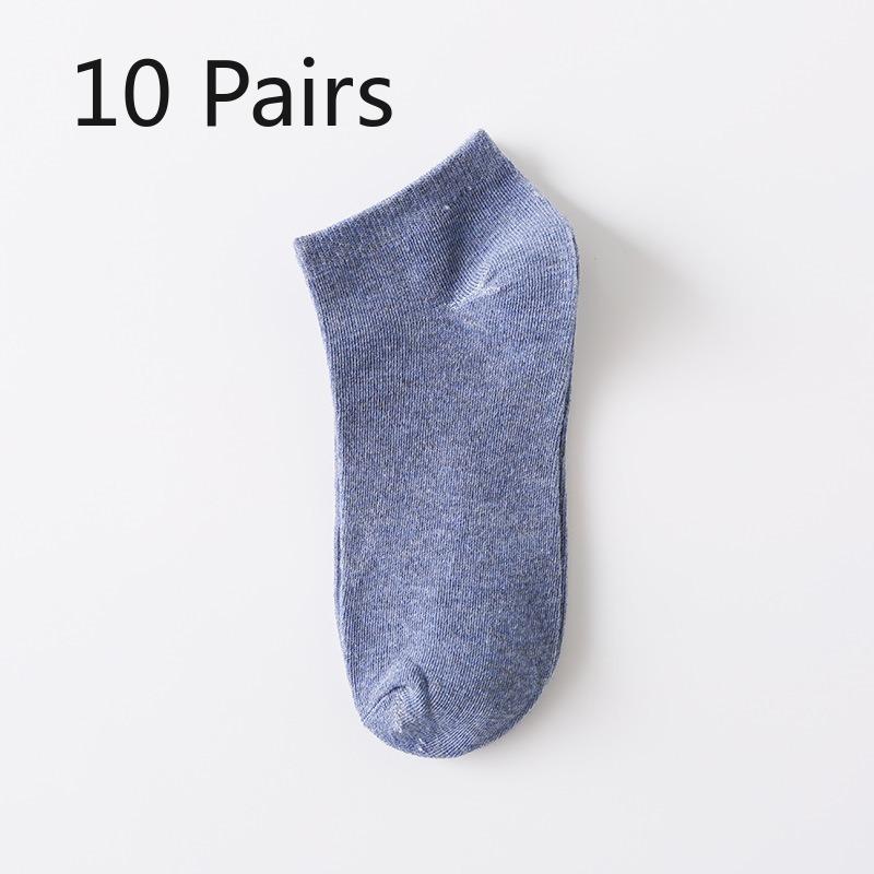 10 Pairs of Men's Boat Socks, Nude Socks, Solid-color Couple Short Socks, Retro Solid-color Cotton Sports Socks, Casual and Versatile