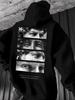 Classical and Elegant Aesthetic Men's Street American Casual Hip-hop Hooded Sweatshirt,with Retro Sculpture-style Textural Print