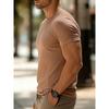 Men Crew Neck Short Sleeve T Shirt Vertical Ribbed Knit Slim Soft Stretchy Basic Daily Casual Pullover Tops
