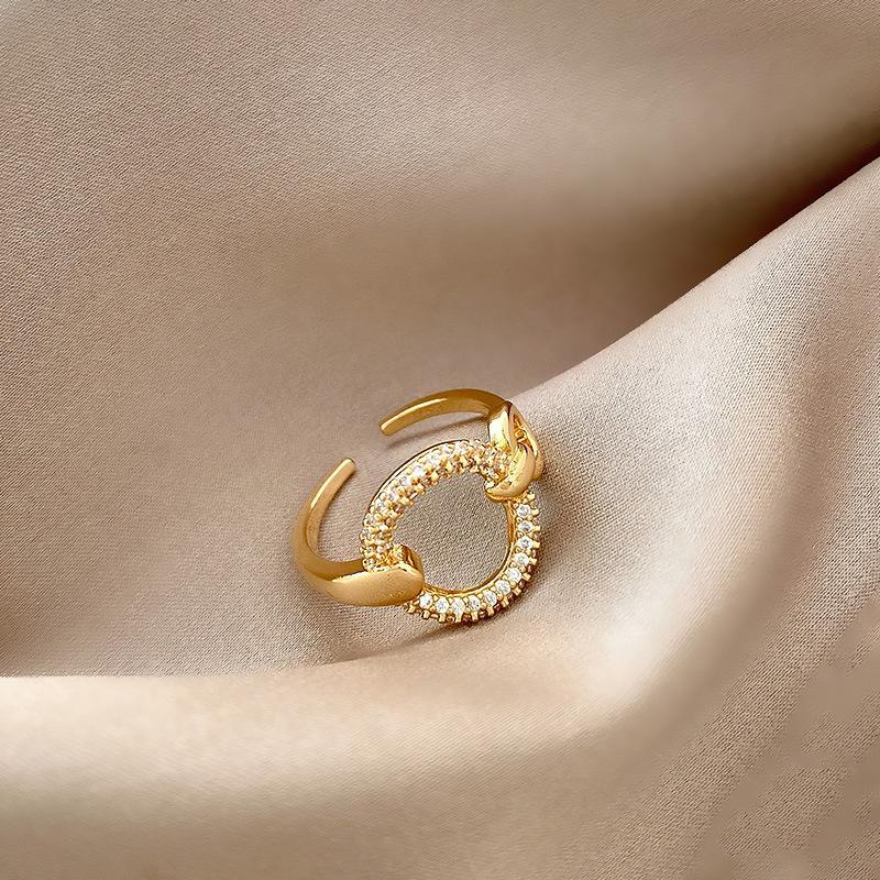 

Индивидуальное корейское модное кольцо - элегантный, универсальный дизайн для женщин Adjustable opening золотой