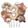 Matte Love Bear Colored Daisies 40 Inch Caramel Cream Aluminum Film Sequins Latex Balloon Birthday Set