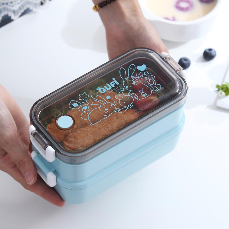304 Stainless Steel Kids' Insulated Double-Layer Bento Lunch Box for Kindergarten or Students