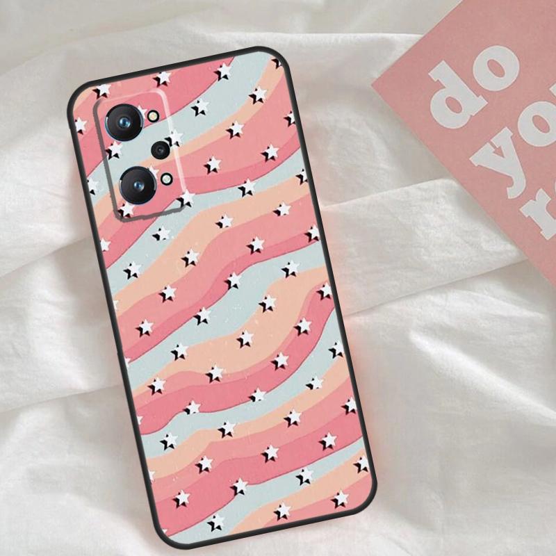 preppy stars lightning pink Case For Realme C75 C63 C61 C65 C67 C55 C51 C53 C35 C71 15 11 12 13 14 Pro Plus GT6 GT7 Pro