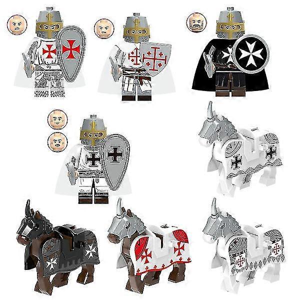 Mittelalterliche Figuren Antike Römische Minifiguren Ritter Soldat Actionfiguren Kreuzritter Pferde Bausteine Spielzeug Kinderspielzeug Geschenke