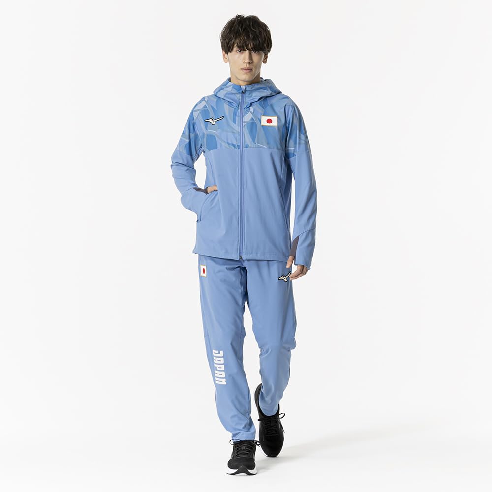 Mizuno Authentic Stretch Cloth Hoodie with JAPAN Logo and MUGEN GRAPHIC Parisian Blue Player-Inspired Jersey, 32MCBPA3,