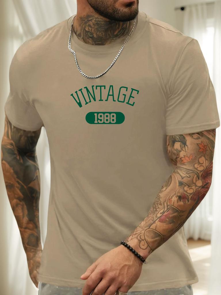 Short Sleeve TShirt VINTAGE 1988 Mens 100 Cotton Pattern Printed Shirt Summer Round Neck Breathable Casual Fashion Cool Tee