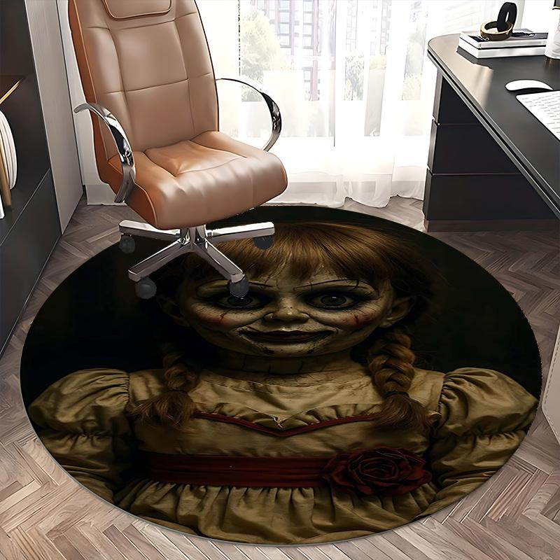 Horror Doll,Annabelle Doll Chair mat Round Rug Office carpet, Machine Washable, Non slip, Suitable for Living Rooms, Bedrooms