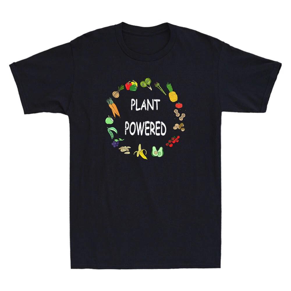 Plant Powered Funny Vegan Plant Based Vegetarian Graphic Vintage Men s T-Shirt M