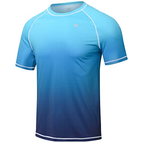 

Hyzhwl Men s Short Sleeve Rash Guard, UPF 50+ Cooling Touch, UV Protection, Quick Drying, Breathable, Amphibious, Sports, Beach, and Surfing Wear, Sun