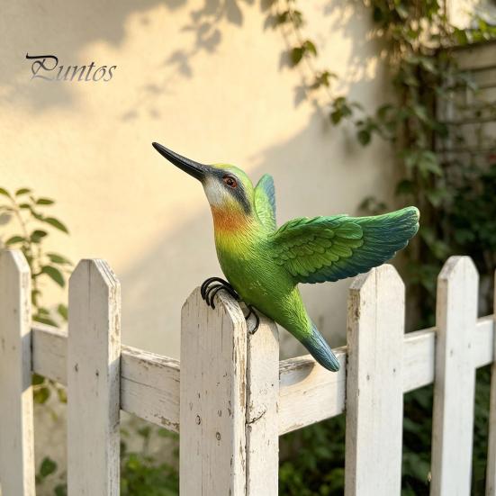 Shrub Decorative Figurine Resin Hummingbird Figurine, Clip?on Bird Statue for Fence, Flower Pot Tree Miniature Wildlife Decor Branch, Realistic