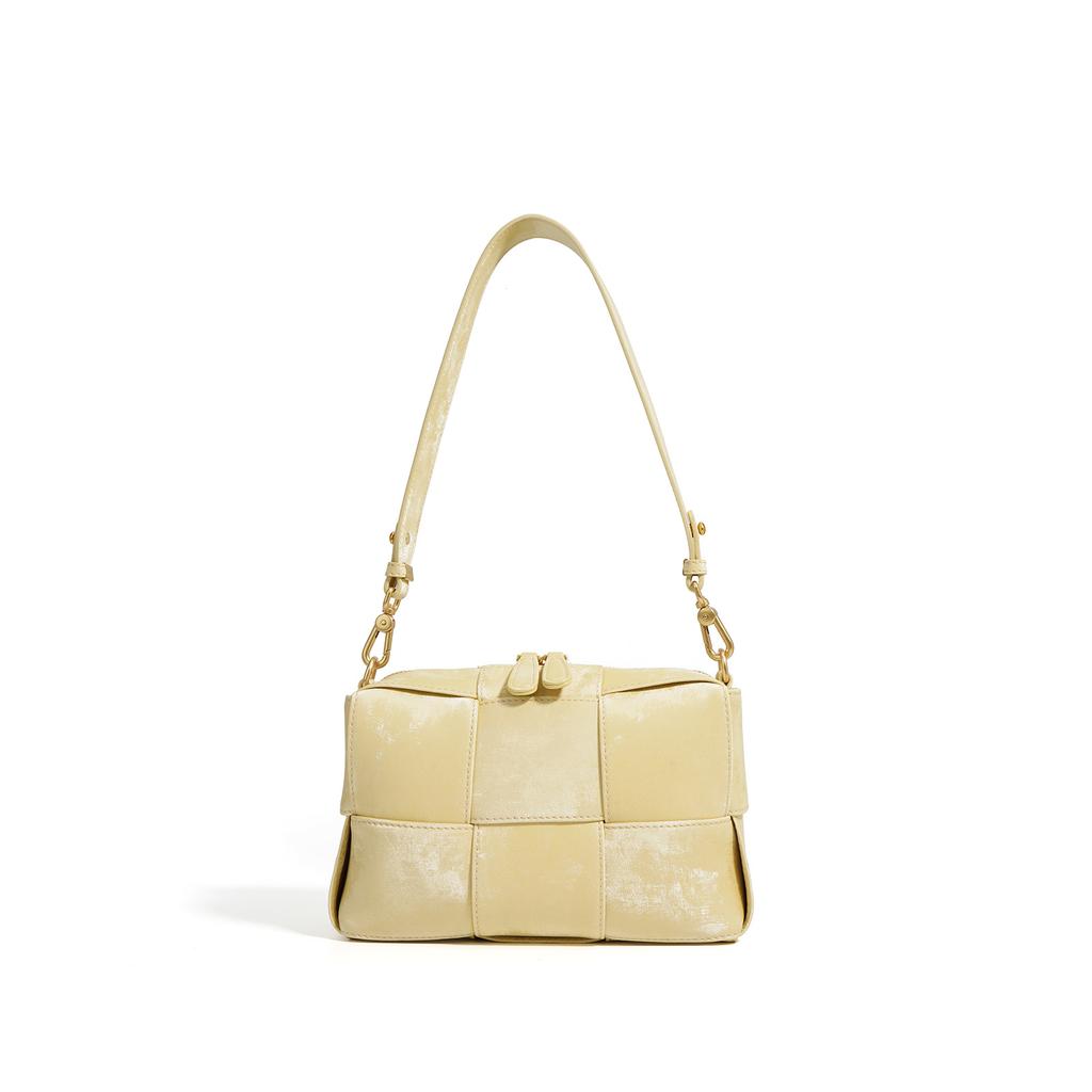 Small Square Bag, Bucket Bag, Hand-woven Bag, New Shoulder Underarm Bag, Women's Leather Messenger Bag.