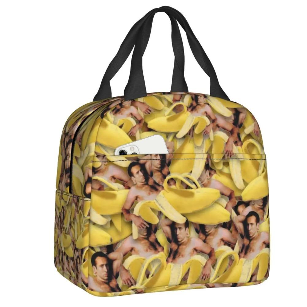 Custom Nicolas Cage Banana Resuable Lunch Box Women Leakproof Thermal Cooler Food Insulated Lunch Bag Kids School Children