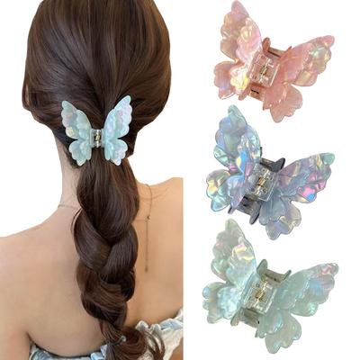 Butterfly Hair Clips Marble Pattern Hair Accessories High Luxury Hair Volume Clip Stylish Hair Bows Girl Claw Clip New