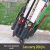 Large-Capacity Wheeled Fishing Rod Box and Gear Bag with Telescopic Rod, Buckle Lid, Hard Shell, and Fish Keeper Bucket.