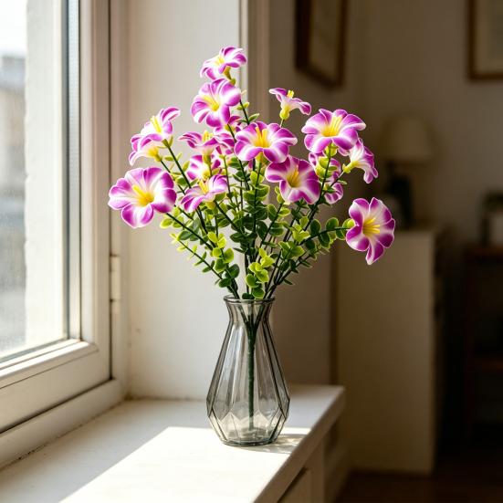 7 Stengels Kunstbloemen voor Buiten UV-bestendig Nep Zijde Ochtendglorie Realistische Nepplanten voor Veranda Terras Balkon Bloembak Tuin